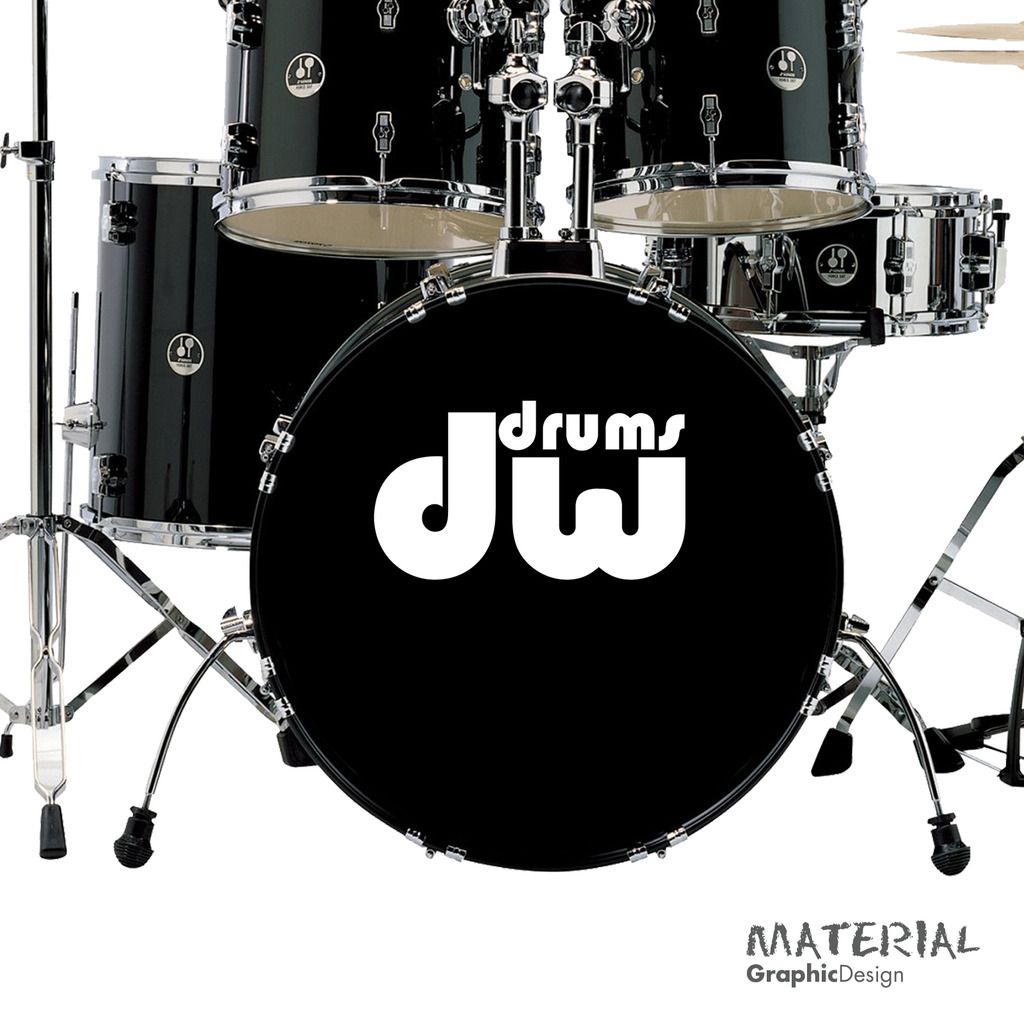 2x DW Drums Logo Sticker Decal fork bass drum Head Drums kit