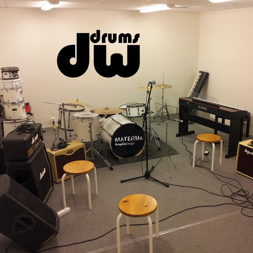 2x DW Drums Logo Sticker Decal fork bass drum Head Drums kit