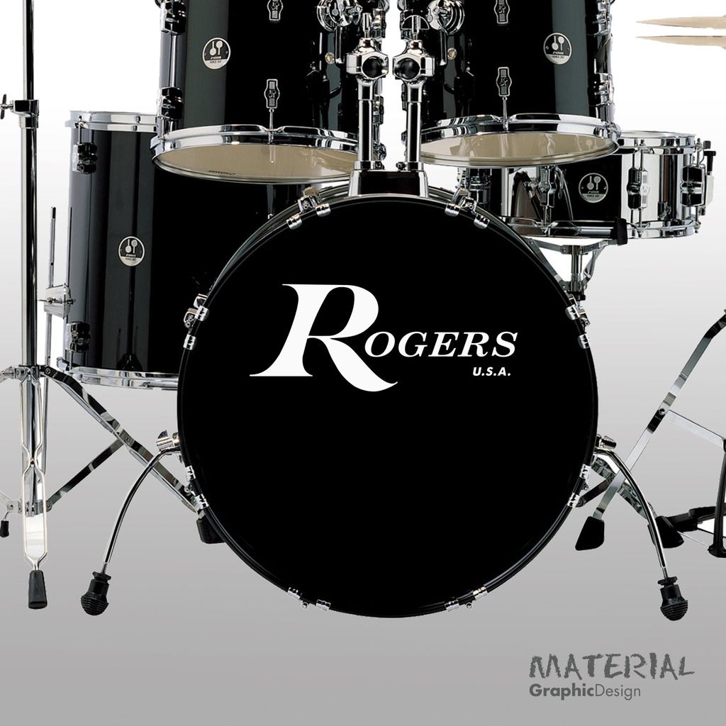 2x Rogers USA Logo Sticker Decal FORK BASS DRUM HEAD DRUMS KIT