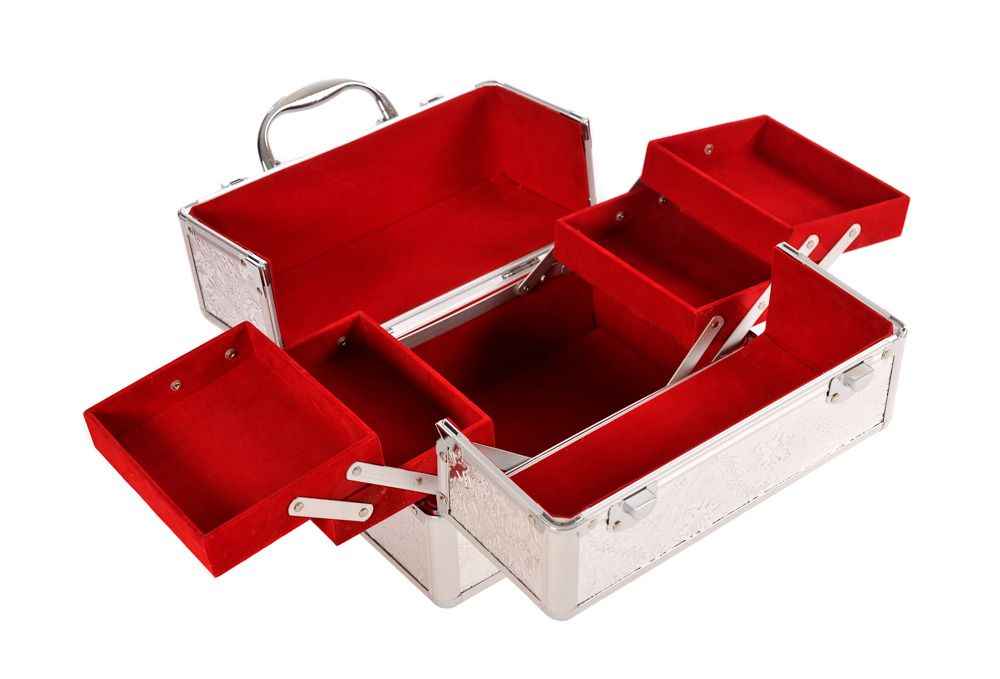 Lockable Aluminium Make Up Vanity Cosmetic Beauty Jewellery Case Box