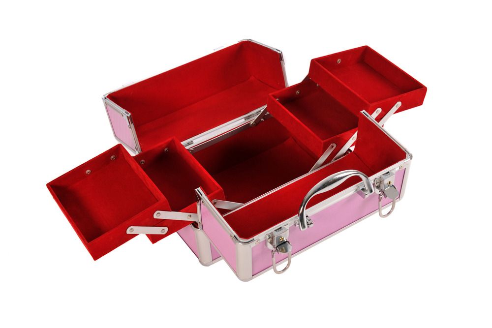 Lockable Aluminium Make Up Vanity Cosmetic Beauty Jewellery Case Box