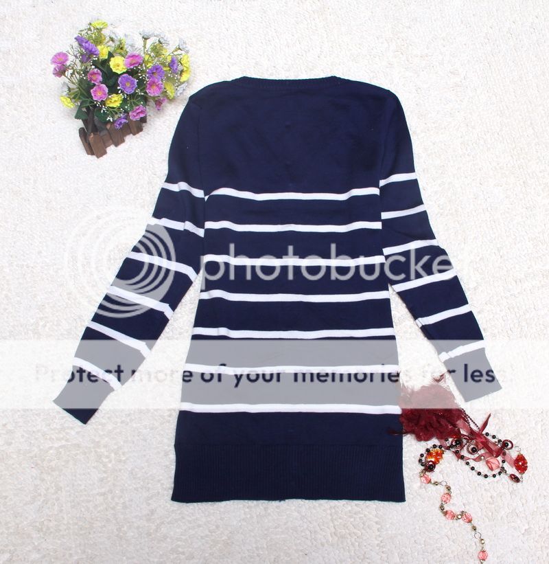 Women Cardigans Cool Pinstripes Jumpers Outerwears Mini Navy Sweaters 