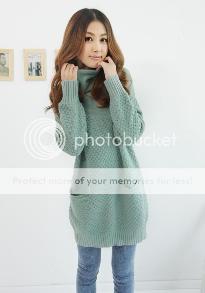 Womens Sweater Turtleneck Jumpers Sweaters Pocket  