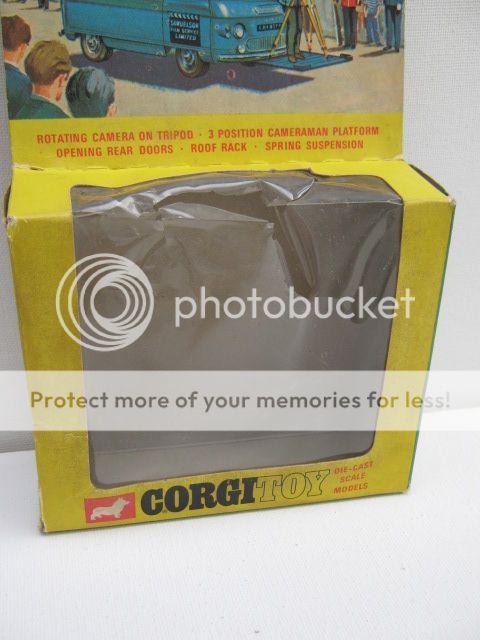 CORGI 479 COMMER MOBILE CAMERA VAN OUTER AND INNER PACKAGING WITH WEAR 